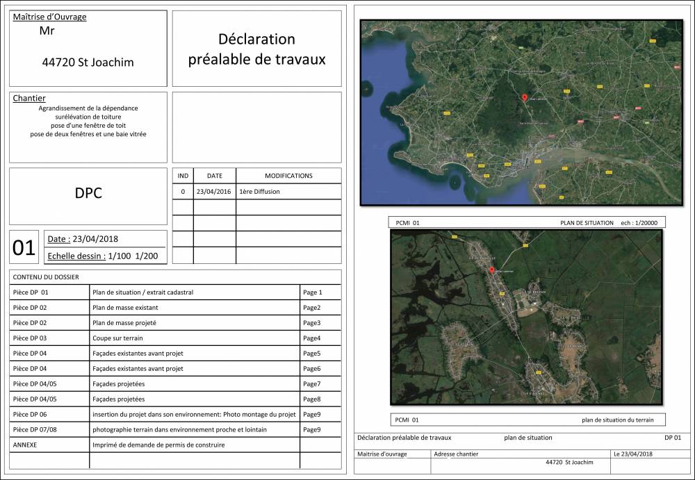 1 dessin plan déclaration préalable de travaux permis de construire st joachim 44