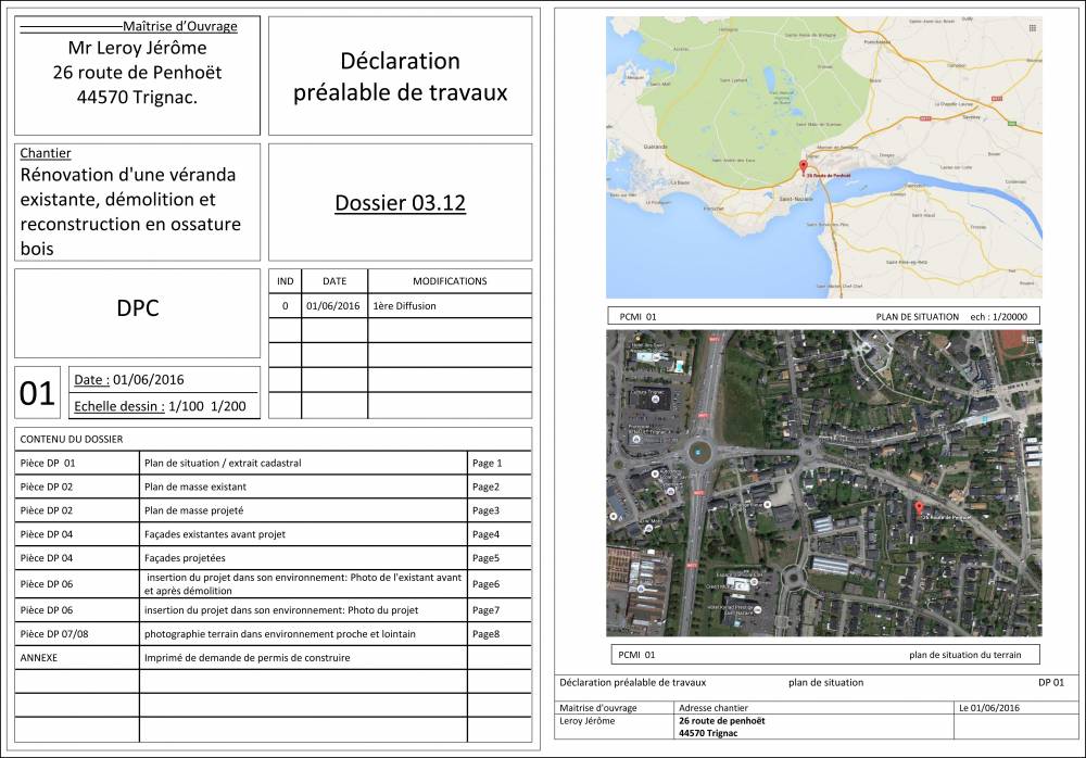 plan de situation déclaration préalable de travaux  St Nazaire 