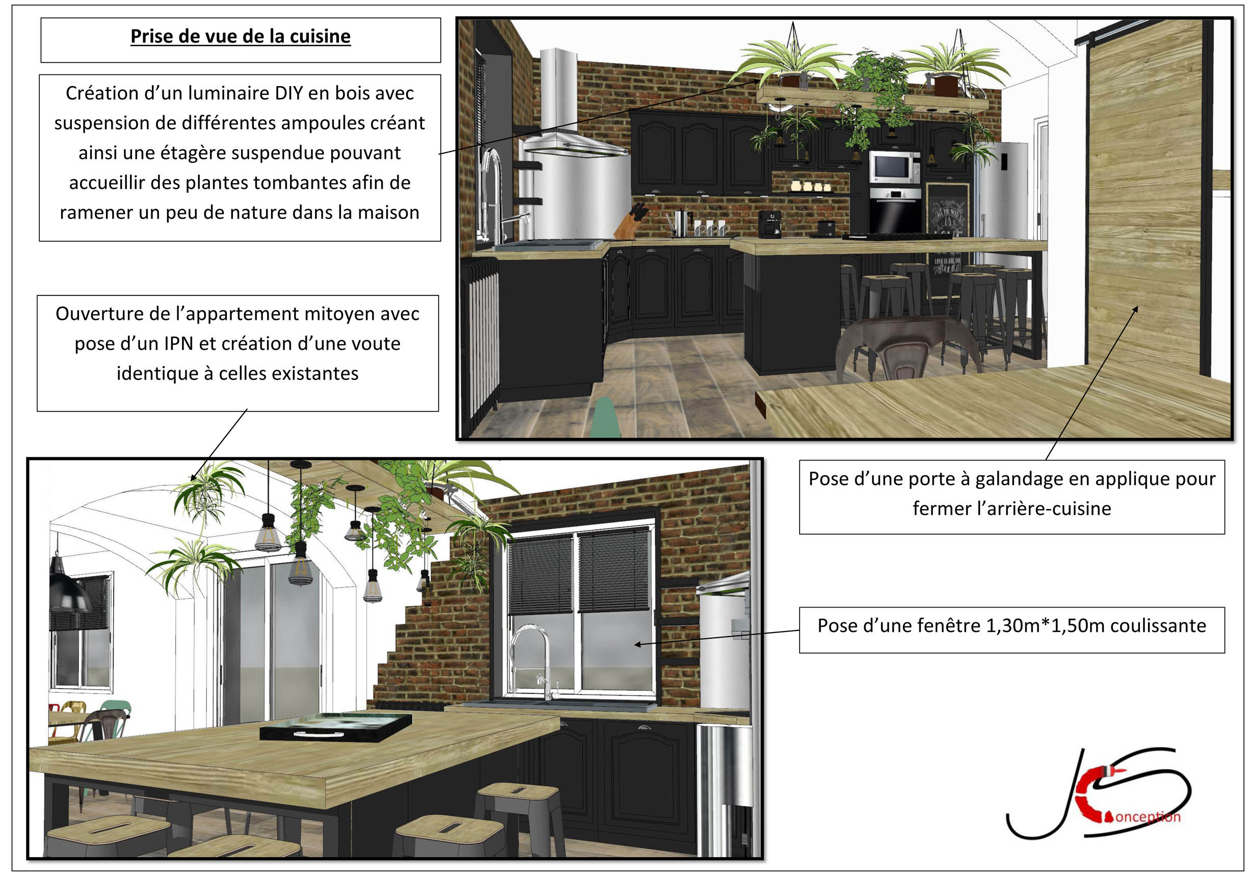 Plan 3D cuisine salle à manger